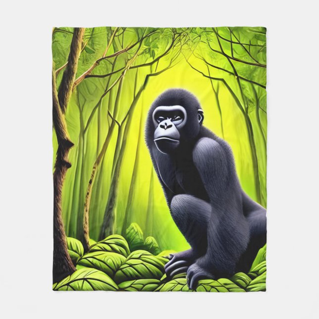 Couverture Polaire Artsy Abstrait Jungle Gorilla (Devant)