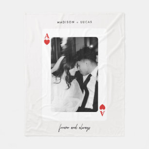 Couverture Polaire As moderne de l'As de Cœur Couple Photo Noms perso