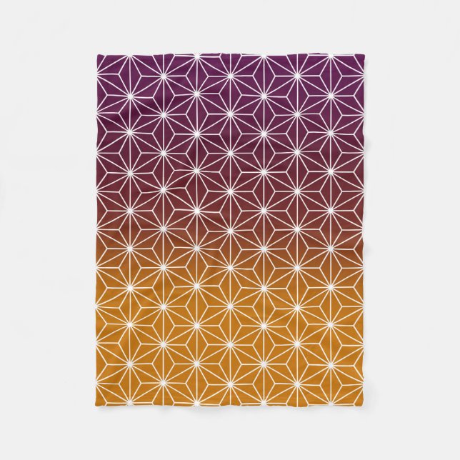 Couverture Polaire Asanoha japonais (grande échelle) Bourgogne et or (Devant)