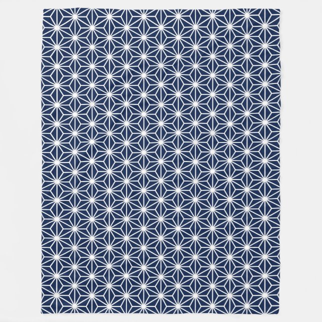 Couverture Polaire Asanoha Style - Blanc sur Dk Blue 001744 (Devant)
