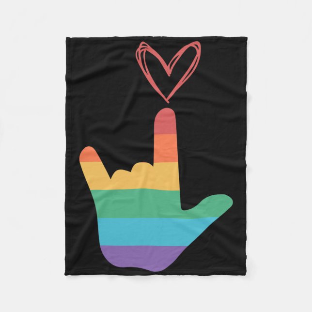 Couverture Polaire Asl Rainbow Love Symbol Deaf  (Devant)