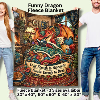 Couverture Polaire Assez cosy pour hiberner ou lireDragon Rouge Drôle