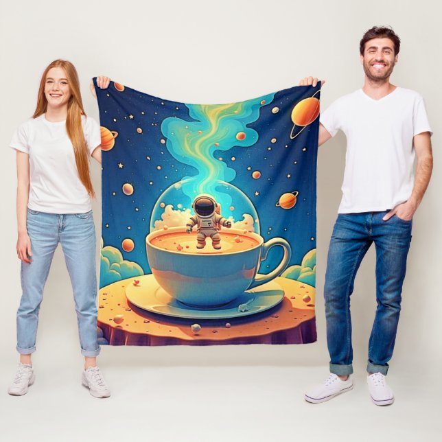 Couverture Polaire Astronaut Coffee Space Art (En situation)
