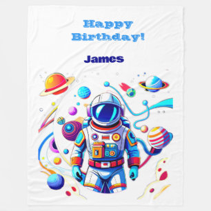 Couverture Polaire Astronaut coloré et Univers en couleurs vives