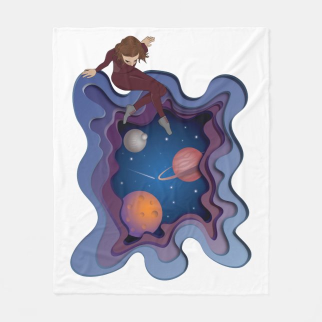 Couverture Polaire Astronaut Girl Space Gazing (Devant)