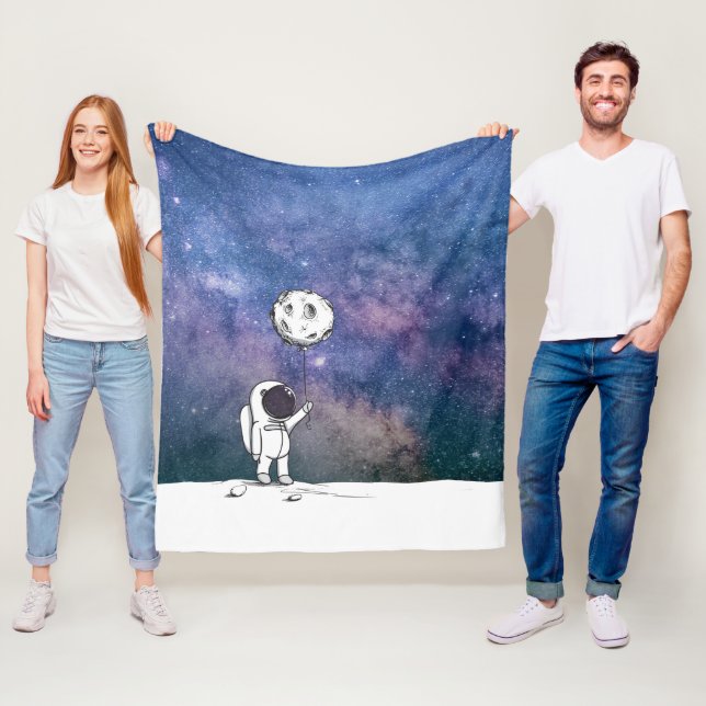Couverture Polaire Astronaute dans l'espace avec ballon de lune cosmo (En situation)