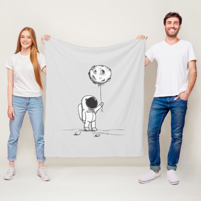 Couverture Polaire Astronaute dans l'espace avec ballon de lune cosmo (En situation)