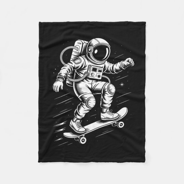 Couverture Polaire Astronaute faisant du skateboard dans l'espace Cos (Devant)