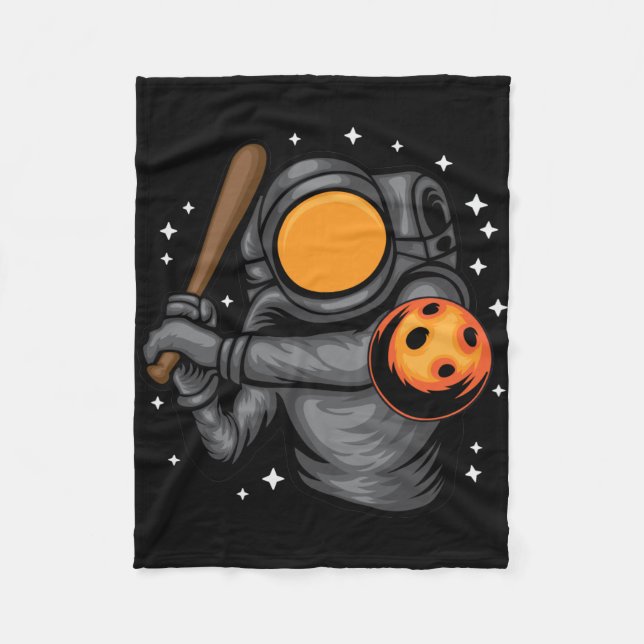 Couverture Polaire Astronaute jouant au baseball dans l'espace (Devant)