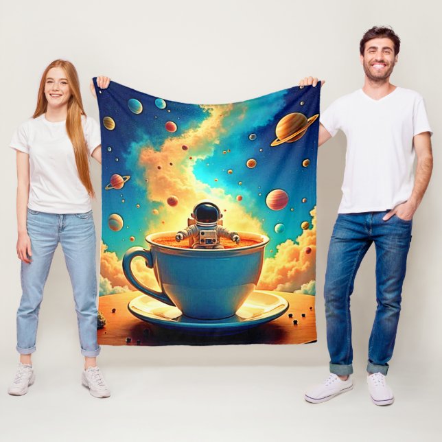 Couverture Polaire Astronaut's Coffee Cosmos Journey (En situation)