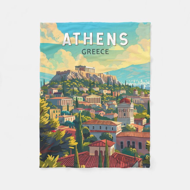 Couverture Polaire Athens Grèce Travel Art Vintage (Devant)