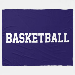 Couverture Polaire Athletic White BASKETBALL Texte sur fond bleu mari