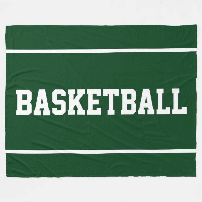 Couverture Polaire Athlétique BASKETBALL Text Rayures Sur Vert Foncé (Devant (Horizontal))