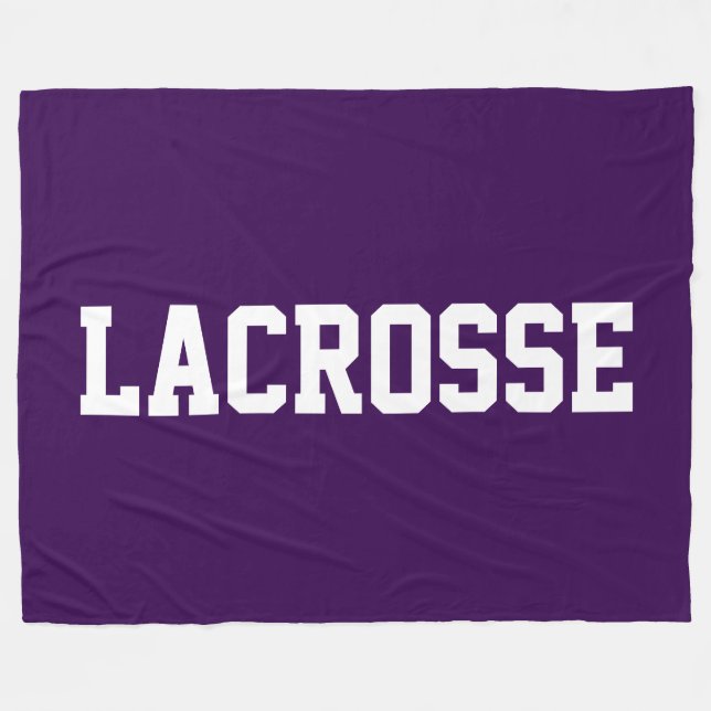 Couverture Polaire Athlétique Gras Blanc Texte LACROSSE Sur Fond Viol (Devant (Horizontal))