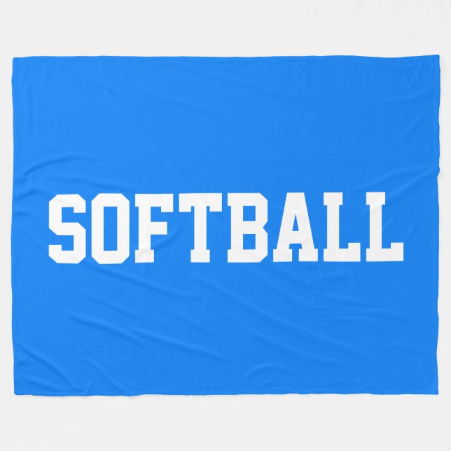 Couverture Polaire Athlétique Gras Blanc Texte SOFTBALL Sur Bleu Clai (Devant (Horizontal))