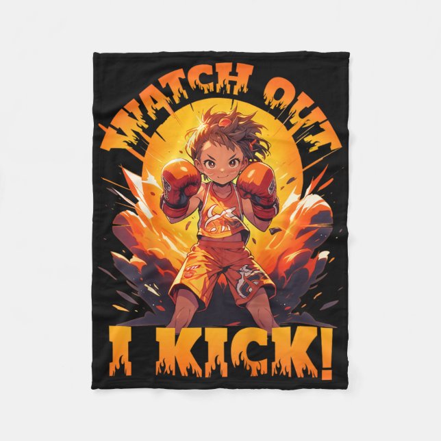 Couverture Polaire Attention - Je Rue ! Boxe Thaïlandaise Muay Thai K (Devant)