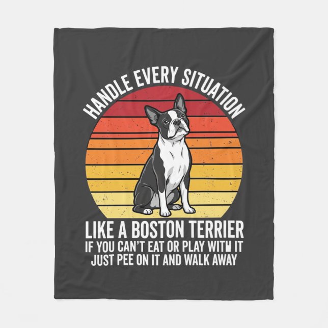 Couverture Polaire Attitude de chien rétro drôle de Terrier de Boston (Devant)