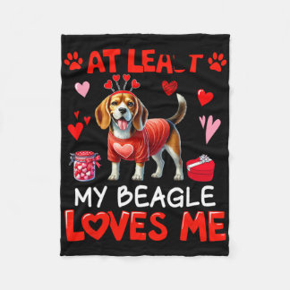 Couverture Polaire Au moins mon Beagle m'aimant la Saint-Valentin Cél