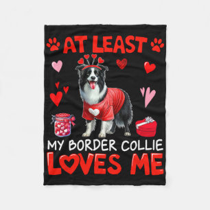 Couverture Polaire Au moins mon Border Collie m'aimant la Saint-Valen