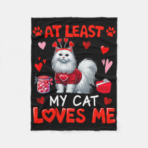 Couverture Polaire Au moins mon chat m'aime pour la Saint-Valentin Pr