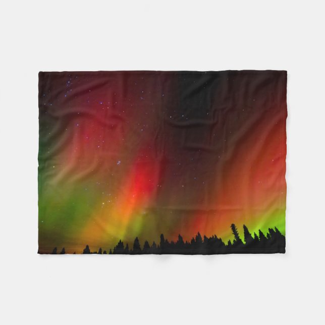 Couverture Polaire Aurore boréale et arbres (Devant (Horizontal))