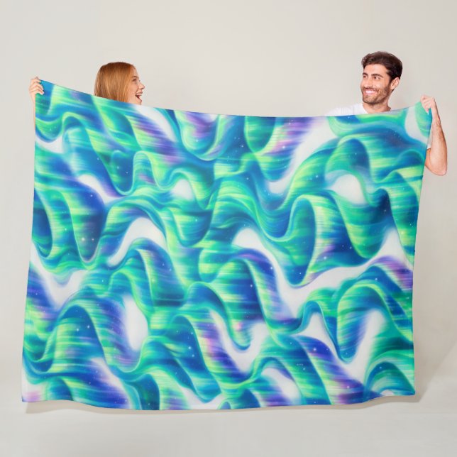 Couverture Polaire Aurore Boréale Motif Abstrait (En situation)