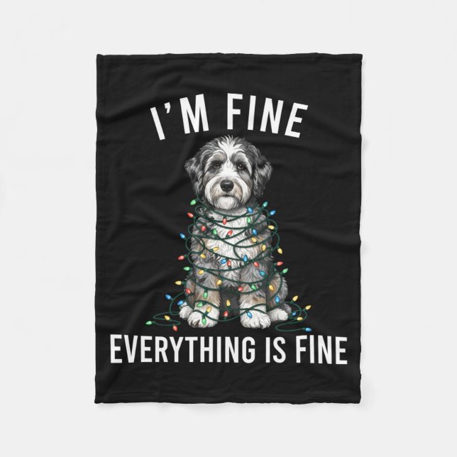 Couverture Polaire Aussiedoodle Christmas I'm Fine Everything Is Fine (Devant)