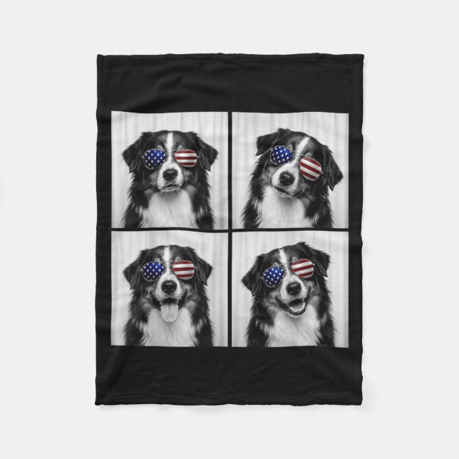 Couverture Polaire Australian Shepherd 4 juillet Drapeau américain Ch (Devant)