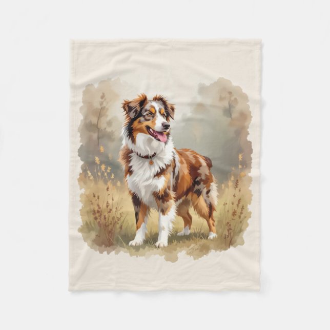 Couverture Polaire Australian Shepherd Dog Red Merle Aussie (Devant)