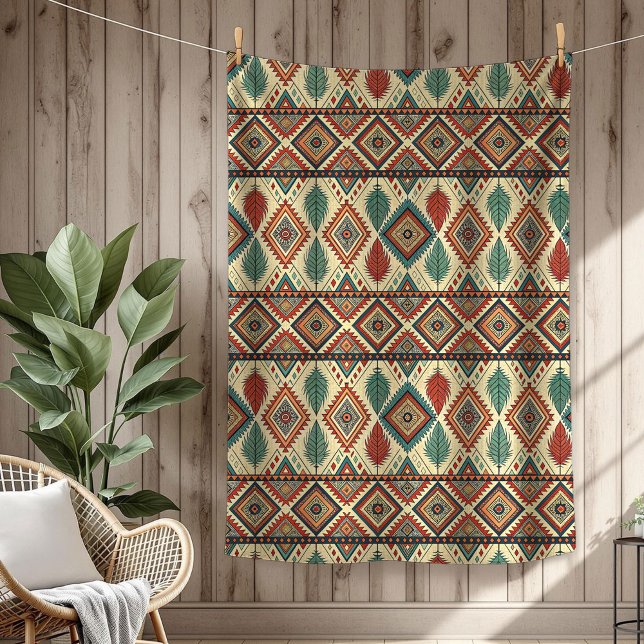 Couverture Polaire Authentic Tribal Bold Ethnic Motif vert cuivre (Authentic Tribal Bold Ethnic Patterns copper green Fleece Blanket)