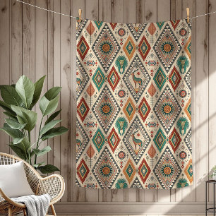 Couverture Polaire Authentic Tribal Bold Ethnic Motif vert cuivre