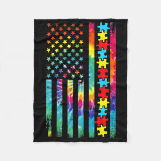 Couverture Polaire Autism American Flag Tie Dye Autism Awareness For 