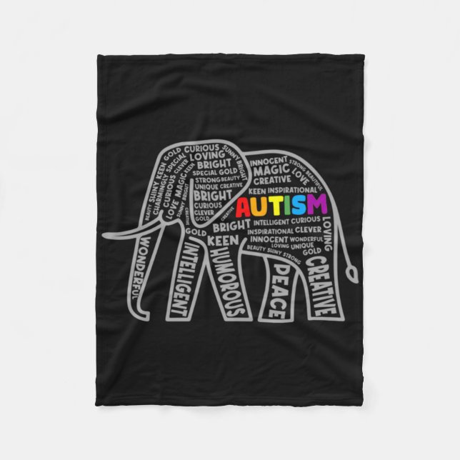 Couverture Polaire Autism Awareness Elephant Tygraphy T Shirt  (Devant)