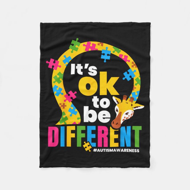 Couverture Polaire Autism Awareness Giraffe It’s Ok To Be Different G (Devant)