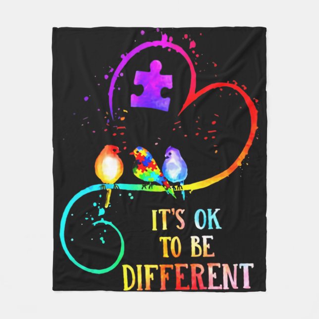 Couverture Polaire Autism Awareness It's OK To Be Different Love Puzz (Devant)