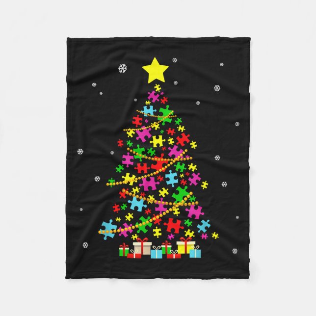 Couverture Polaire Autism Christmas Tree Autism Christmas  (Devant)