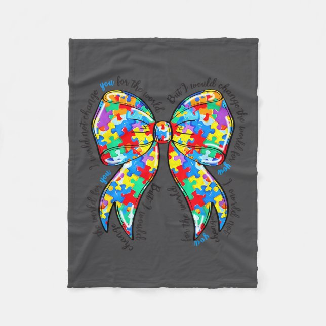 Couverture Polaire Autism Coquette Bow Puzzle Autism Awareness Proud  (Devant)
