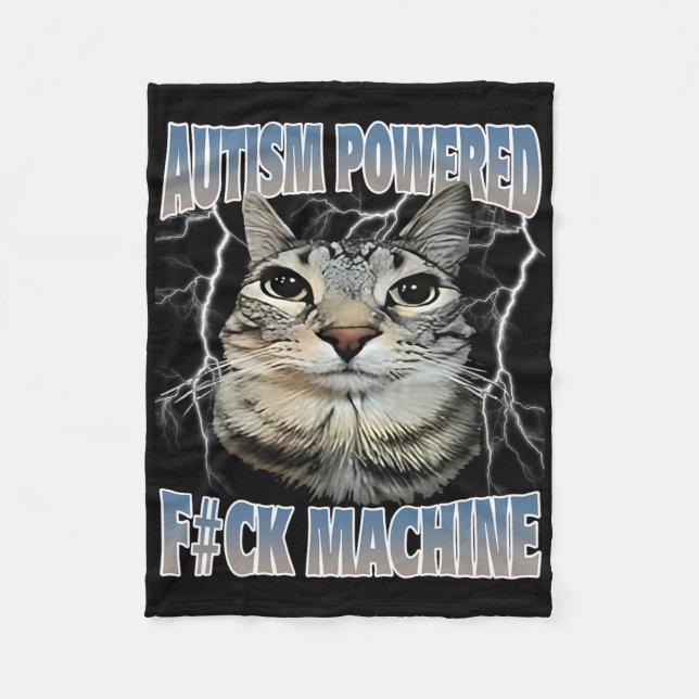 Couverture Polaire Autisme Alimenté F#ck Machine Drôle Mème Chat Auti (Devant)