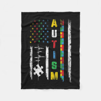 Couverture Polaire Autisme American Flag Puzzle Sensibilisation sur l