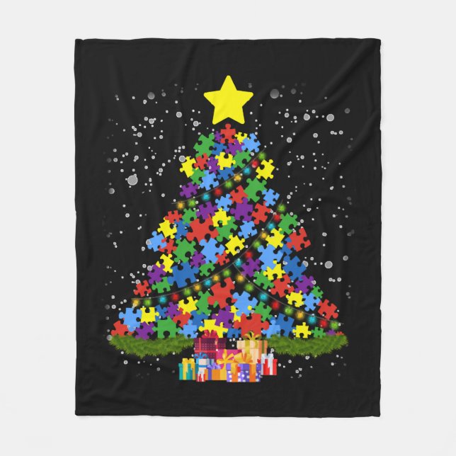 Couverture Polaire Autisme - Arbre de Noël (Devant)
