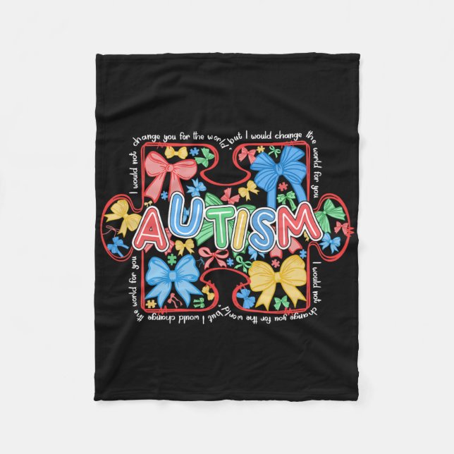 Couverture Polaire Autisme Coquette Bow Puzzle Sensibilisation sur l' (Devant)