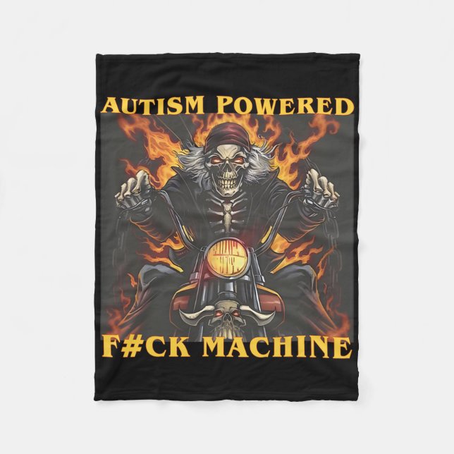 Couverture Polaire Autisme Powered F#ck Machine Drôle Skeleton meme (Devant)