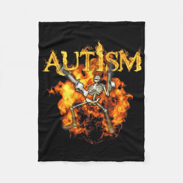 Couverture Polaire Autisme Skeleton Guns Funny Fire Bones Éffrayant (Devant)