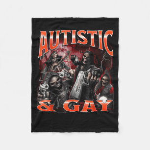 Couverture Polaire Autiste et gay drôle dur squelette mème contrefaço