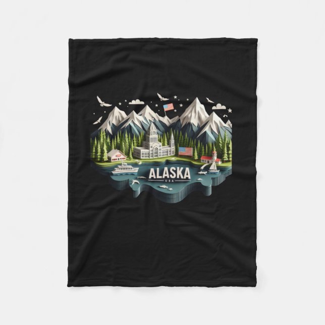 Couverture Polaire Autocollant Alaska State In Usa (Devant)