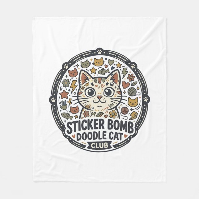 Couverture Polaire Autocollant Bombe Dessin Animé Chat POD Vector Art (Devant)
