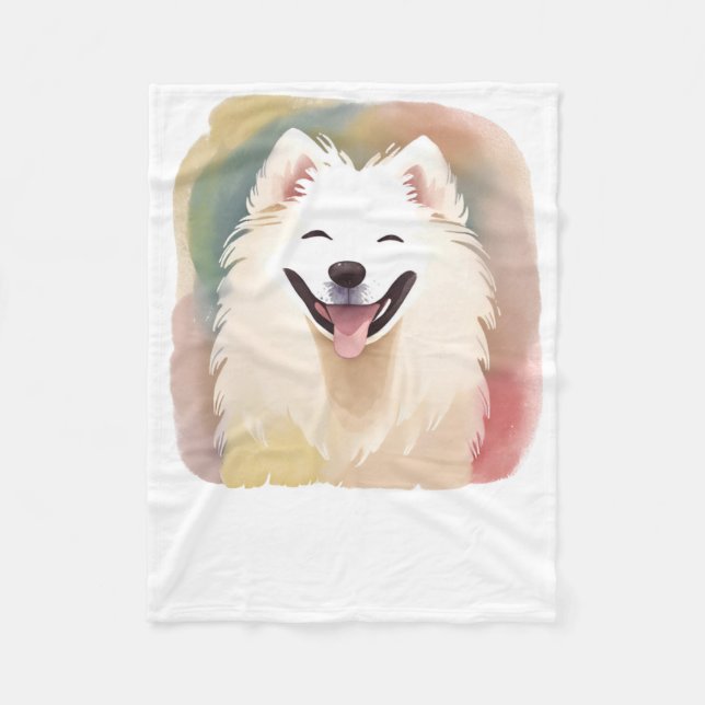 Couverture Polaire Autocollant de chien Samoyède aquarelle1  (Devant)