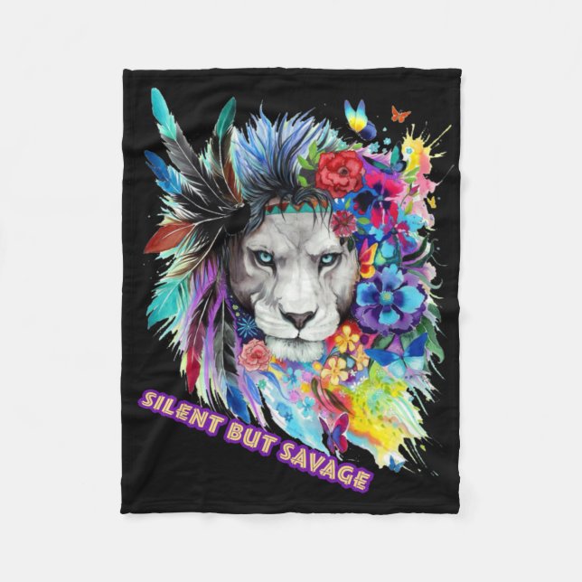 Couverture Polaire Autocollant Lion Sauvage  (Devant)