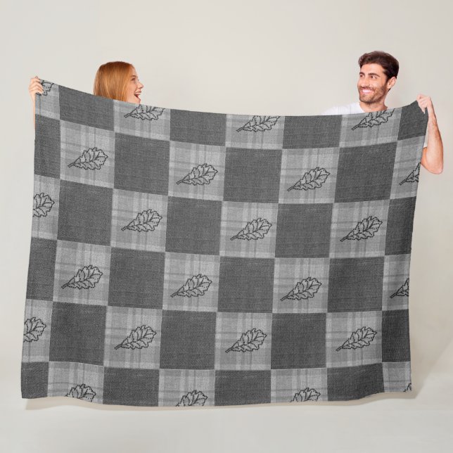 Couverture Polaire Automne 4 coins Design Gris Tons (En situation)