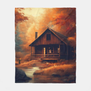 Couverture Polaire Automne/Automne/Halloween/Peinture rustique